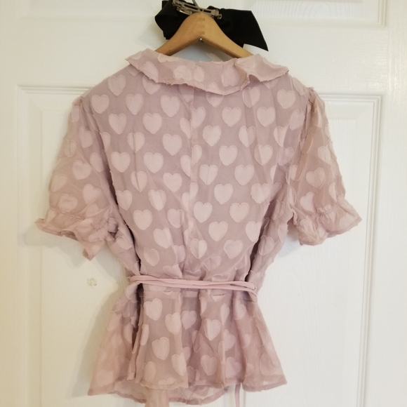 Blush heart ruffled peplum wrap top - Picture 6 of 7